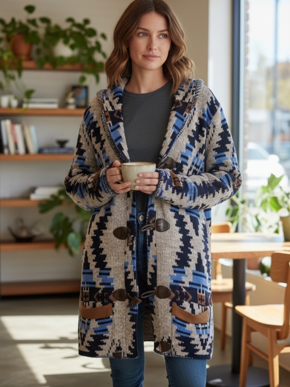 NWT Allison Daley Southwestern Tribal Aztec Cardigan L